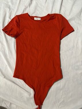 Babaton Bright Red Short-Sleeve One-Piece Bodysuit